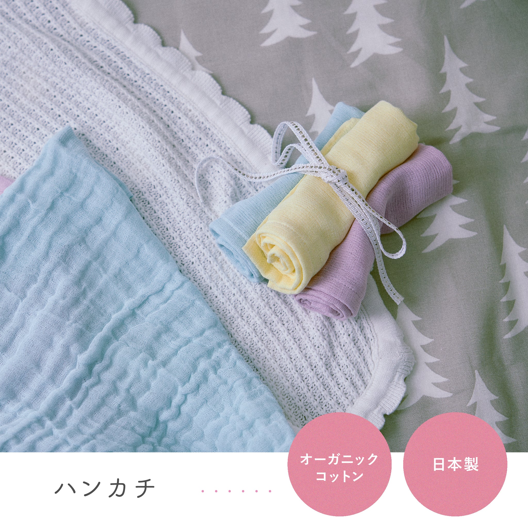 へそのや × MuSuBi cottonコラボ おやこdeいりこ&ハンカチセット