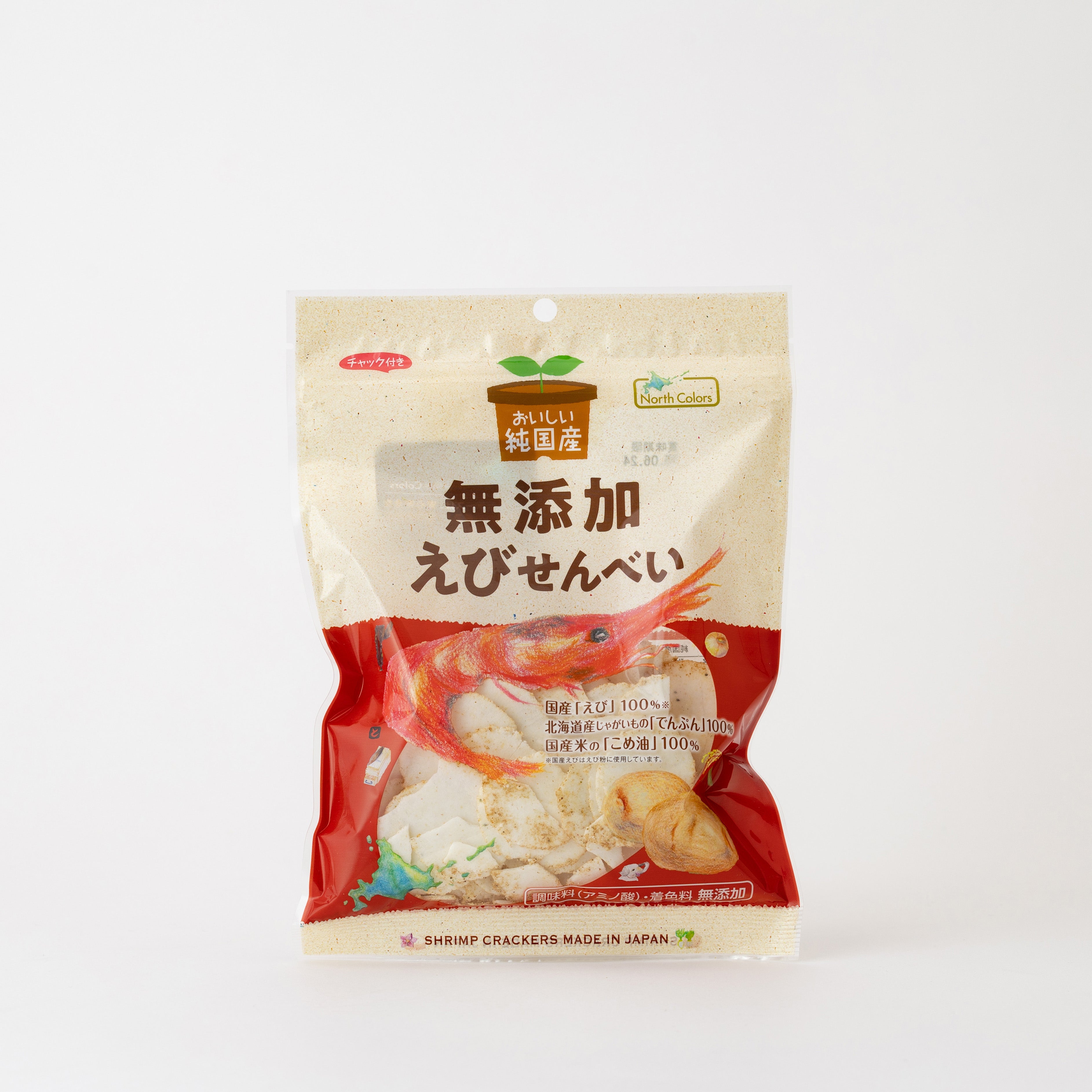 お得に買える！【賞味期限：2025/6/24】ノースカラーズ 純国産えびせんべい 65g