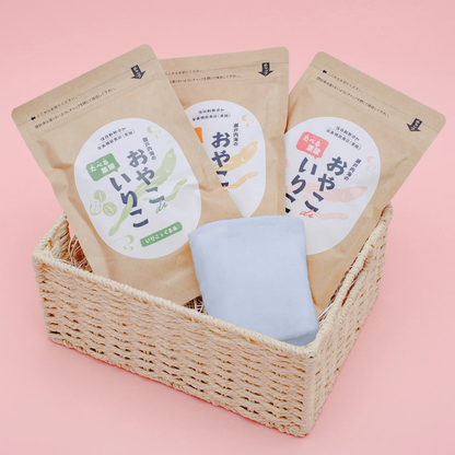 へそのや × MuSuBi cottonコラボ　おやこdeいりこ＆ハンカチセット